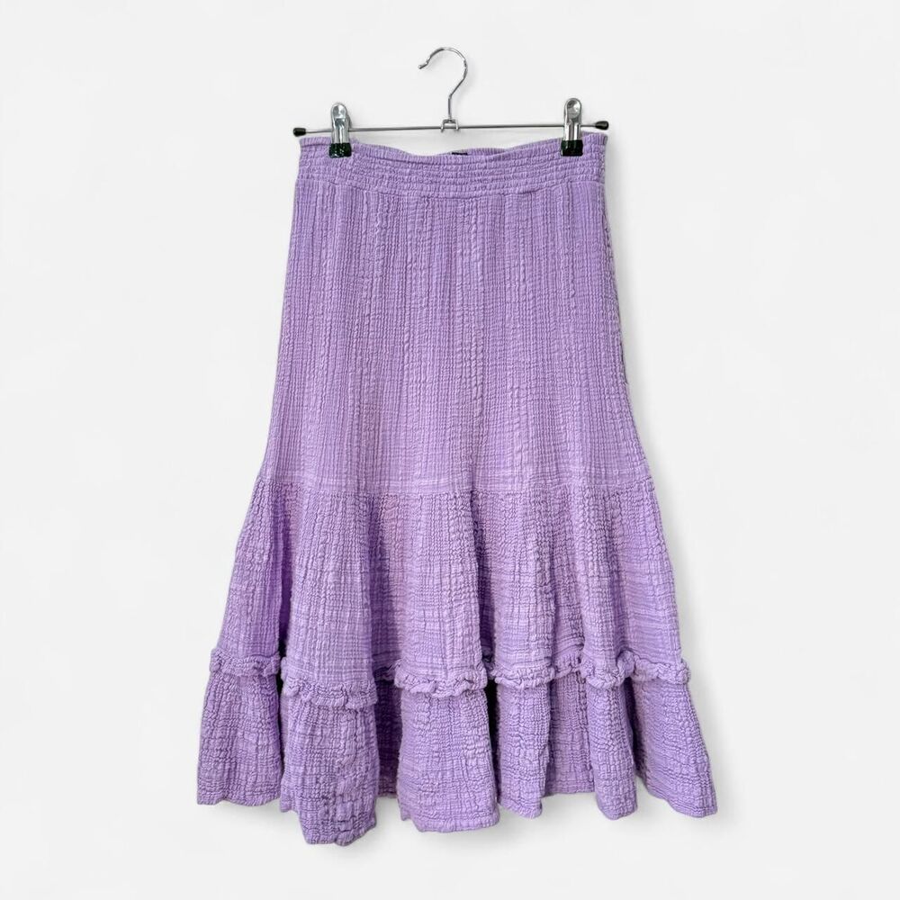 BDG Urban Outfitters Lavender Tiered Crinkle Gauze Maxi Skirt fairy core lilac